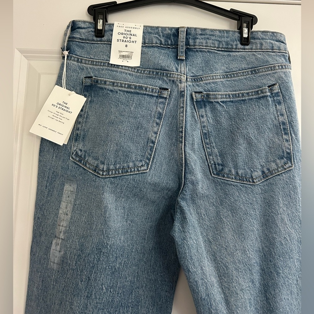 NWT! Free Assembly Women's Original 90's Straight Leg Blue Denim Jeans Size 8 - Picture 8 of 13